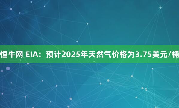 恒牛网 EIA：预计2025年天然气价格为3.75美元/桶