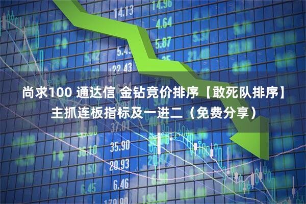 尚求100 通达信 金钻竞价排序【敢死队排序】主抓连板指标及一进二（免费分享）